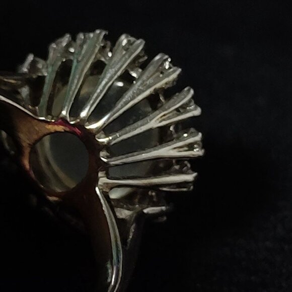 10K White Gold Round Icy Moonstone Diamond Cocktail Ring Women's Size 4 - Picture 7 of 13